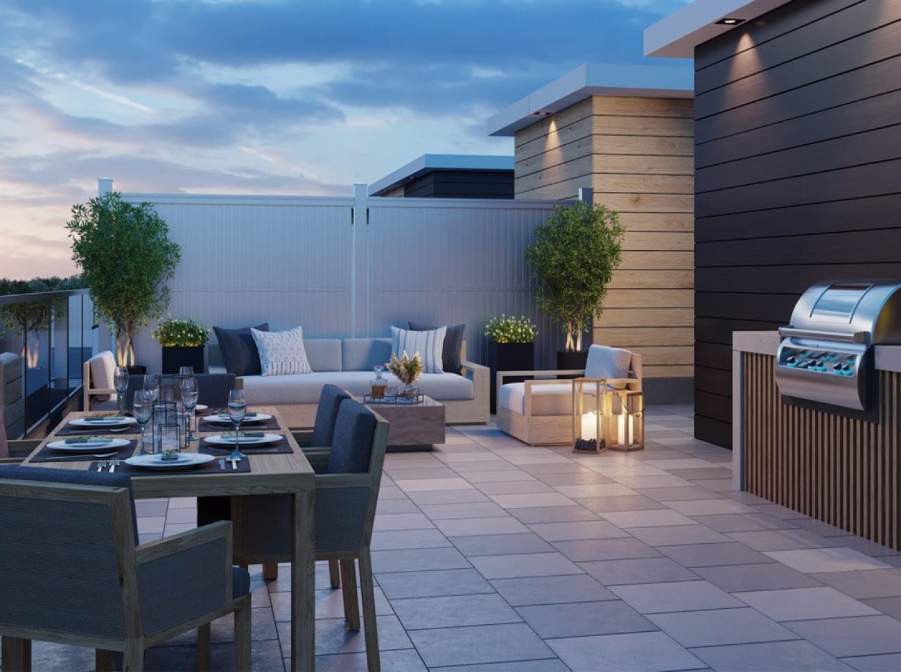 Qui Modern Towns rooftop terrace dining space